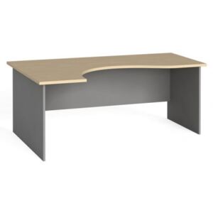 Narożny stół biurowy, zaokrąglony 180x120 cm, brzoza, lewy
