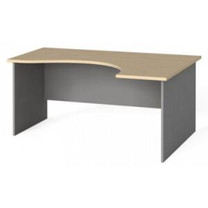 Narożny stół biurowy, zaokrąglony 160x120 cm, brzoza, prawy