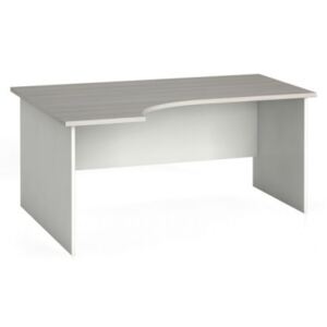 Stół biurowy ergonomiczny 160 x 120 cm, biały/dąb naturalny, lewy