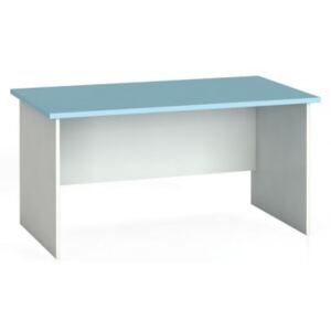 Stół biurowy prosty 140 x 80 cm, biały/turkusowy
