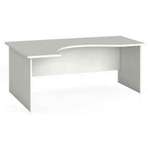 Narożny stół biurowy, zaokrąglony 180 x 120 cm, biały, lewy