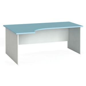 Stół biurowy ergonomiczny 180 x 120 cm, biały/turkusowy, lewy