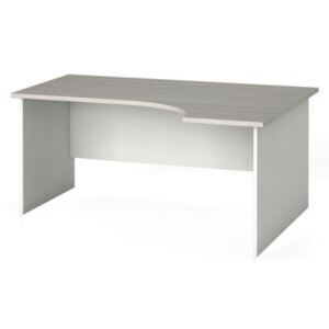 Stół biurowy ergonomiczny 160 x 120 cm, biały/dąb naturalny, prawy