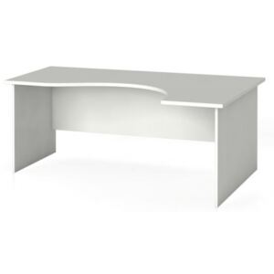 Narożny stół biurowy, zaokrąglony 180 x 120 cm, biały, prawy