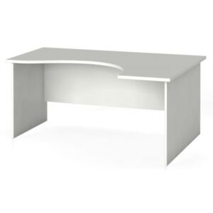 Narożny stół biurowy, zaokrąglony 160 x 120 cm, biały, prawy