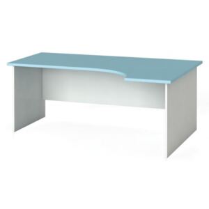 Stół biurowy ergonomiczny 180 x 120 cm, biały/turkusowy, prawy