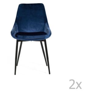 Zestaw 2 ciemnoniebieskich krzeseł z aksamitnym obiciem Tenzo Lex