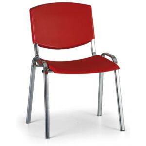 Krzesło konferencyjne SMILE, chromowana konstrukcja, czerwone