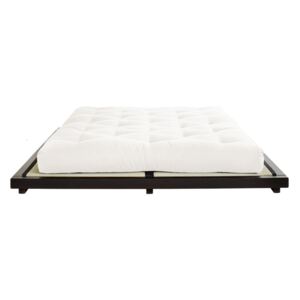 Łóżko dwuosobowe z drewna sosnowego z materacem Karup Design Dock Comfort Mat Black/Natural, 160x200 cm