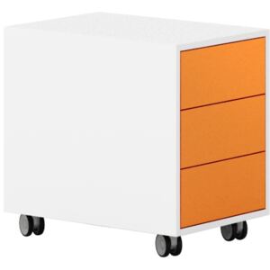 Kontener na kółkach, 3 szuflady White LAYERS, pomarańczowe szuflady