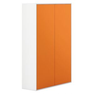 Szafa wysoka z drzwiami White LAYERS, pomarańczowe drzwi