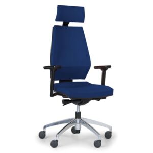 Krzesło biurowe Motion z podpórką głowy, niebieskie