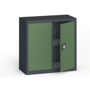 Szafa metalowa, 800 x 800 x 400 mm, 1 półka, antracyt/zielona