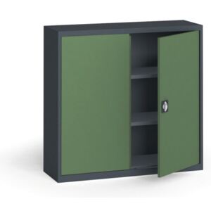 Szafa metalowa, 1150 x 1200 x 400 mm, 2 półki, antracyt/zielona