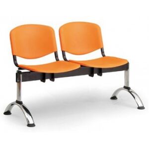 Ławka do poczekalni plastikowa ISO, 2-siedziska, pomarańczowy