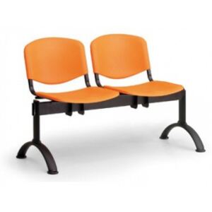 Ławka do poczekalni plastikowa ISO, 2-siedziska, pomarańczowy, czarne