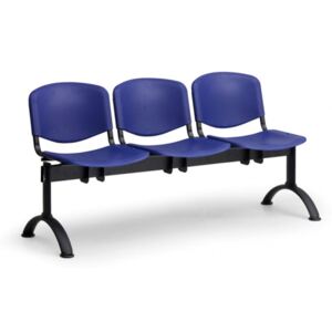 Ławka do poczekalni plastikowa ISO, 3-siedziska, niebieski, czarne