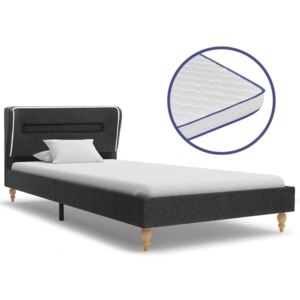 Łóżko LED z materacem VIDA XL Memory, ciemnoszare, 90x200 cm