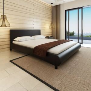 Skórzana rama łóżka, czarna, 217x165 cm