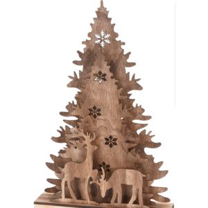 Dekoracja bożonarodzeniowa drewniana Christmas tree with Reindeers, 38,5 cm