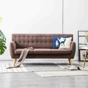 3-osobowa sofa tapicerowana tkaniną, 172x70x82 cm, brązowa