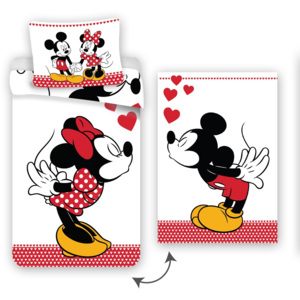 Jerry Fabrics Pościel bawełniana Mickey and Minnie in Love, 140 x 200 cm, 70 x 90 cm