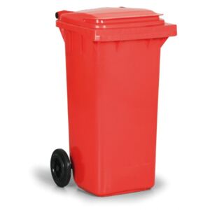 Plastikowy pojemnik na odpady 120 litrów, czerwony