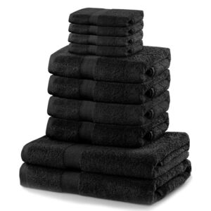 Komplet 8 czarnych ręczników i 2 ręczników kąpielowych DecoKing Marina Black