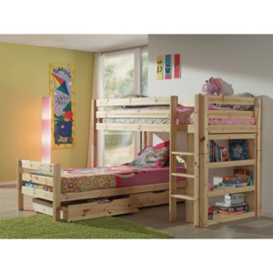 Drewniane łóżko piętrowe dla dzieci Pino - sosna naturalna