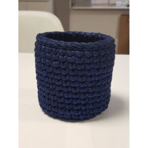 Koszyczek łazienkowy średni - ręcznie szyty niebieski brokat sznur