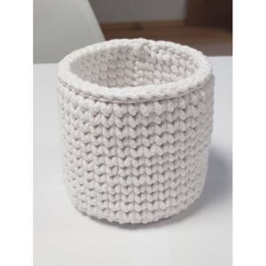 Koszyczek łazienkowy średni typ 2 - ręcznie szyty biały sznur