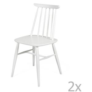 Zestaw 2 białych krzeseł do jadalni z litej brzozy Woodman Aino