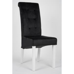 Krzesło tapicerowane drewniane my8765 czarny welur + nogi białe