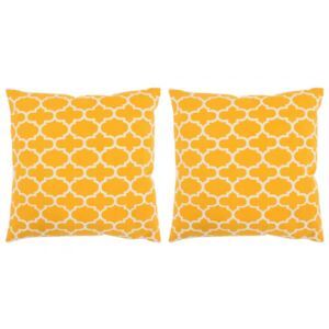 Poduszki ręcznie robione, 2 szt., 45 x 45 cm, żółte ze wzorem