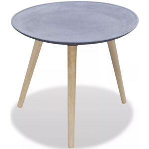 Okrągły stolik boczny, szary, przypominający betonowy
