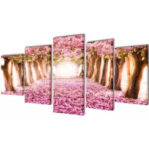 Zestaw obrazów Canvas 100 x 50 cm Kwiat Wiśni