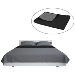Dwustronna, pikowana narzuta na łóżko, 220x240 cm, szaro-czarna