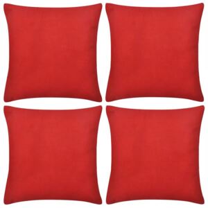 4 Czerwone bawełniane poszewki na poduszki 40 x 40 cm