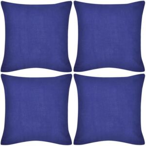 4 Niebieskie bawełniane poszewki na poduszki 80 x 80 cm