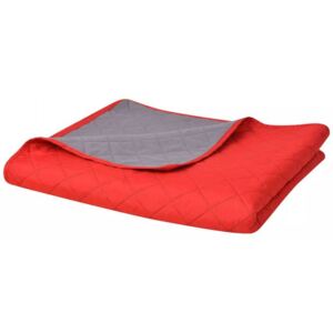 Dwustronna, pikowana narzuta na łóżko 170x210 cm, czerwona i szara