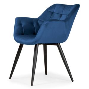 Pikowane w kwadraty krzesło Vigo niebieskie