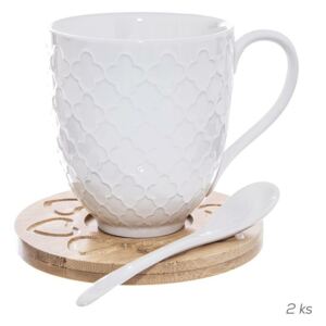 Orion Zestaw porcelanowej filiżanki z talerzykiem z łyżeczką Bambu, 2 szt