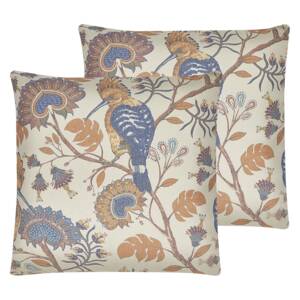 Zestaw 2 poduszek dekoracyjnych wielokolorowy 45 x 45 cm motyw ptaka roślinny wzór zdejmowana poszewka ozdobna poducha na sofę łóżko boho Beliani