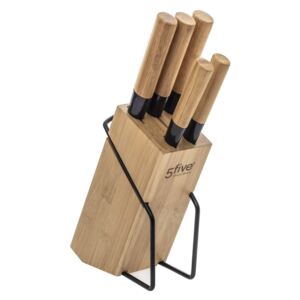 Zestaw noży kuchennych na stojaku z bambusa, 5 noży