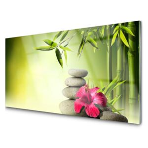 Panel Szklany Bambus Kwiat Kamienie Zen