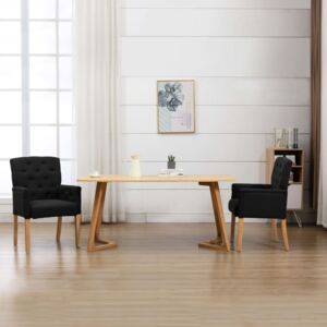 Krzesło stołowe z podłokietnikami, czarne, obite tkaniną