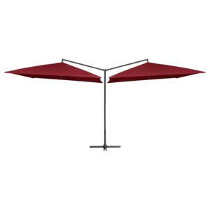 Podwójny parasol na stalowym słupku, 250 x 250 cm, bordowy