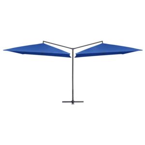 Podwójny parasol na stalowym słupku, 250 x 250 cm, lazurowy