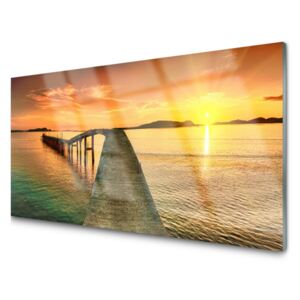 Panel Szklany Morze Słońce Most Krajobraz
