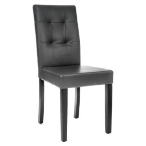 Krzesło Tapicerowane Drewniane - Alberto - Ekoskóra Popiel, Nogi Czarne